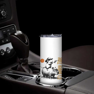 It Is Rodeo Time Skinny Tumbler Funny Wild West Mouse Riding Capybara TS12 Print Your Wear