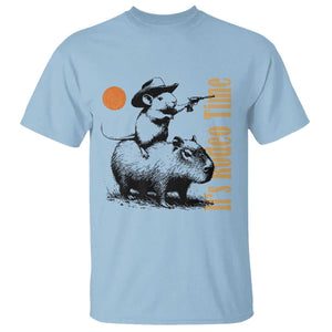 It Is Rodeo Time T Shirt Funny Wild West Mouse Riding Capybara TS12 Light Blue Print Your Wear