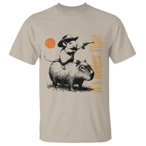 It Is Rodeo Time T Shirt Funny Wild West Mouse Riding Capybara TS12 Sand Print Your Wear