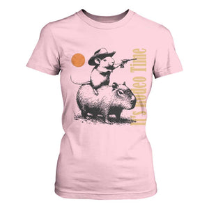 It Is Rodeo Time T Shirt For Women Funny Wild West Mouse Riding Capybara TS12 Light Pink Print Your Wear