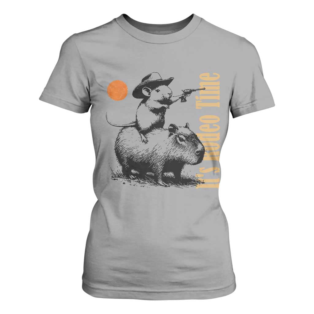 It Is Rodeo Time T Shirt For Women Funny Wild West Mouse Riding Capybara TS12 Sport Gray Print Your Wear
