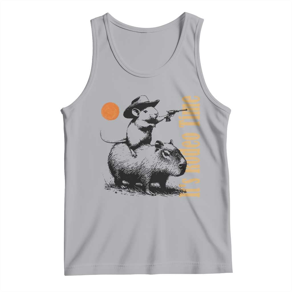 It Is Rodeo Time Tank Top Funny Wild West Mouse Riding Capybara TS12 Athletic Heather Print Your Wear