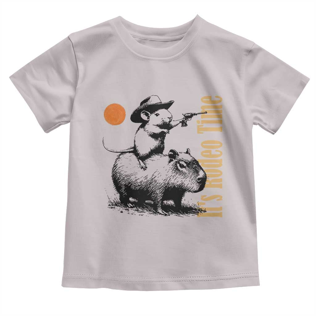 It Is Rodeo Time Toddler T Shirt Funny Wild West Mouse Riding Capybara TS12 Ice Gray Print Your Wear