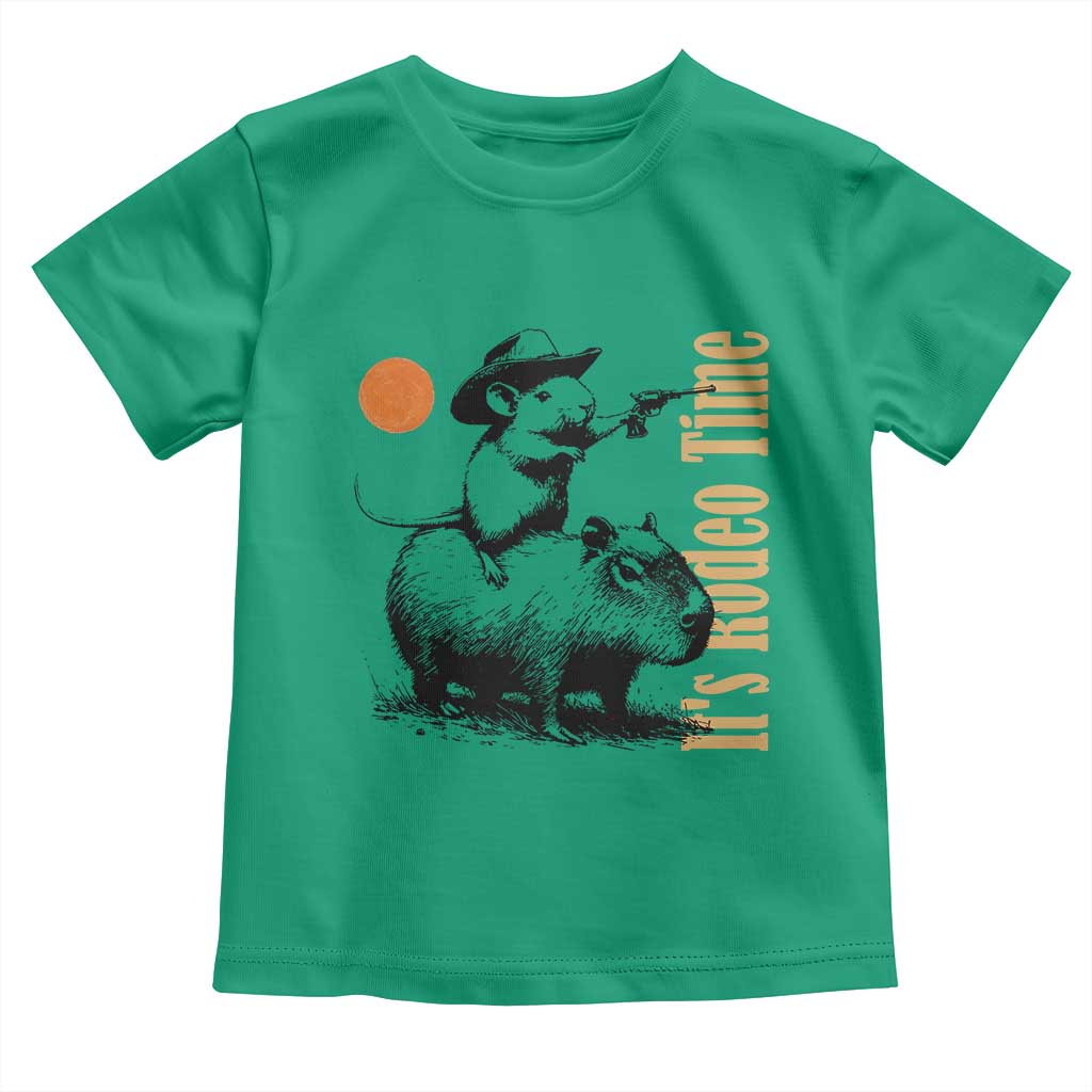 It Is Rodeo Time Toddler T Shirt Funny Wild West Mouse Riding Capybara TS12 Irish Green Print Your Wear