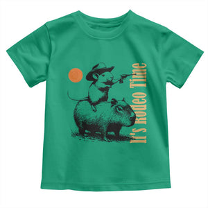 It Is Rodeo Time Toddler T Shirt Funny Wild West Mouse Riding Capybara TS12 Irish Green Print Your Wear