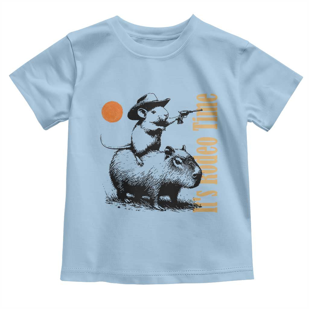 It Is Rodeo Time Toddler T Shirt Funny Wild West Mouse Riding Capybara TS12 Light Blue Print Your Wear