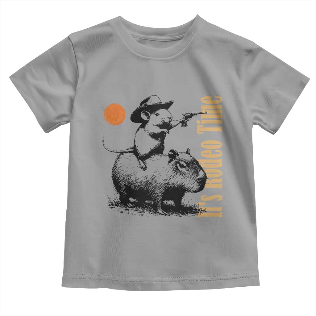 It Is Rodeo Time Toddler T Shirt Funny Wild West Mouse Riding Capybara TS12 Sport Gray Print Your Wear