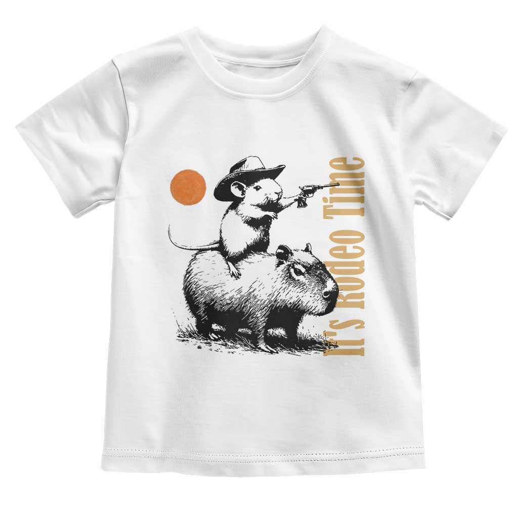 It Is Rodeo Time Toddler T Shirt Funny Wild West Mouse Riding Capybara TS12 White Print Your Wear