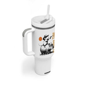 It Is Rodeo Time Tumbler With Handle Funny Wild West Mouse Riding Capybara TS12 Print Your Wear