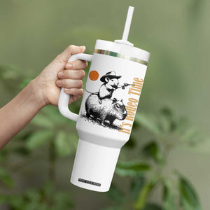 It Is Rodeo Time Tumbler With Handle Funny Wild West Mouse Riding Capybara TS12 Print Your Wear