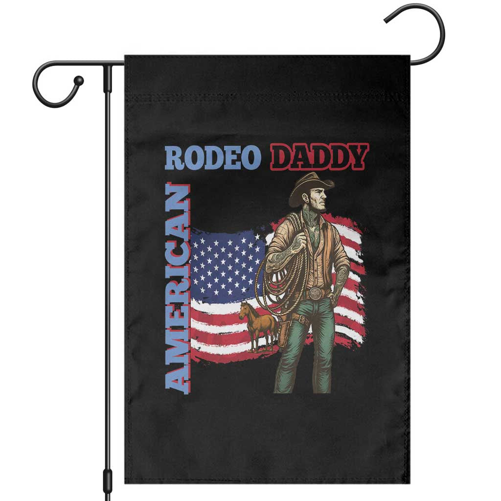 Patriotic Cowboy Garden Flag American Rodeo Daddy USA Rodeo Art TS12 Black Print Your Wear