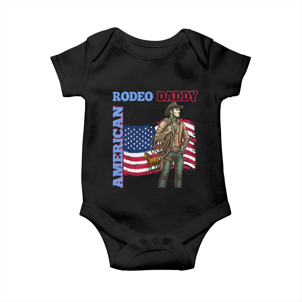 Patriotic Cowboy Baby Onesie American Rodeo Daddy USA Rodeo Art TS12 Black Print Your Wear