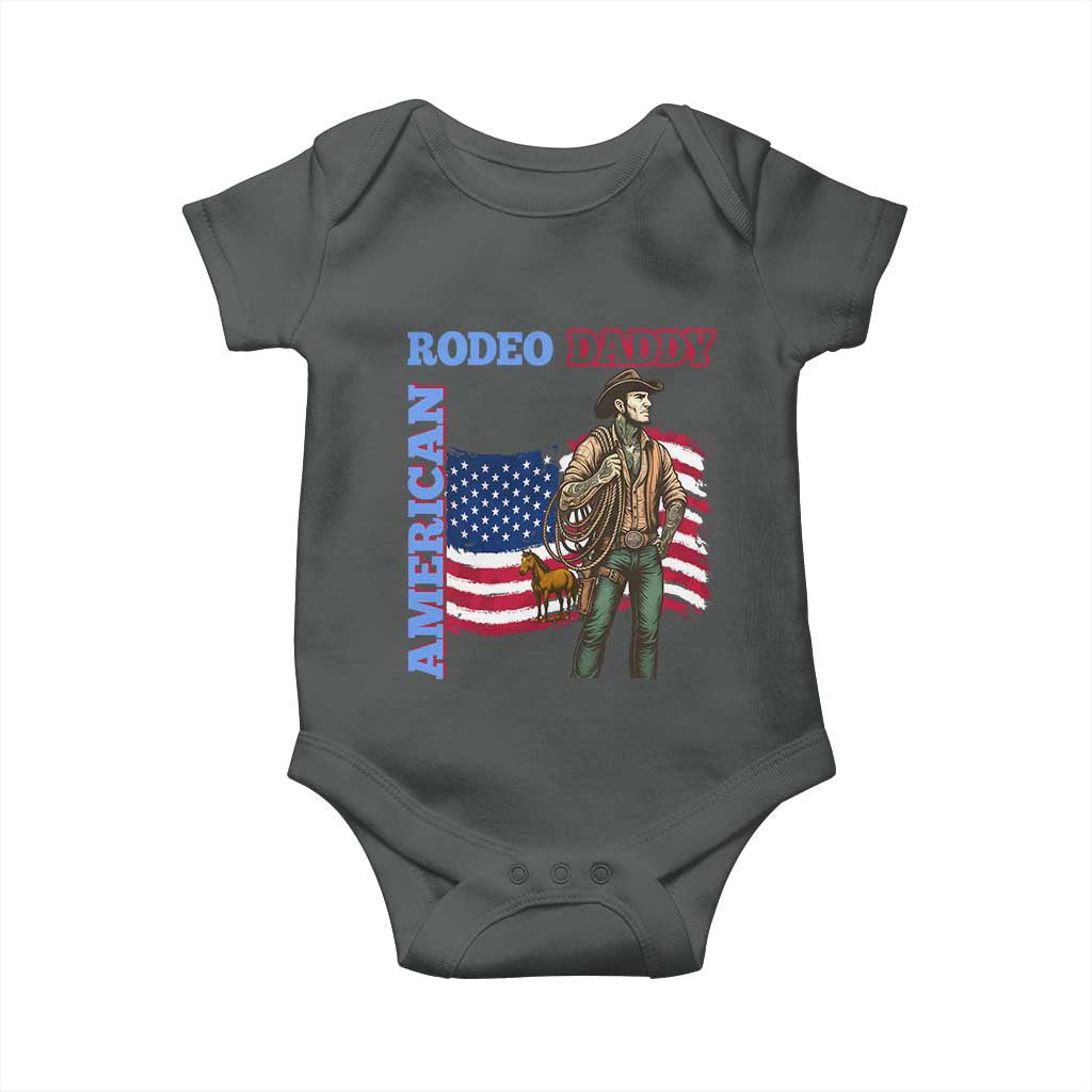 Patriotic Cowboy Baby Onesie American Rodeo Daddy USA Rodeo Art TS12 Dark Heather Print Your Wear