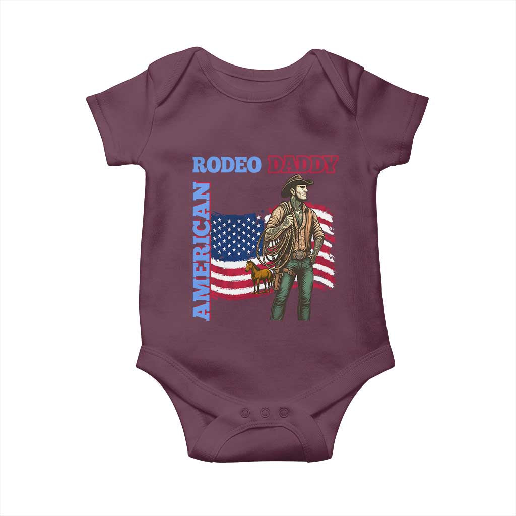 Patriotic Cowboy Baby Onesie American Rodeo Daddy USA Rodeo Art TS12 Maroon Print Your Wear