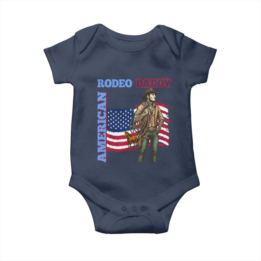 Patriotic Cowboy Baby Onesie American Rodeo Daddy USA Rodeo Art TS12 Navy Print Your Wear