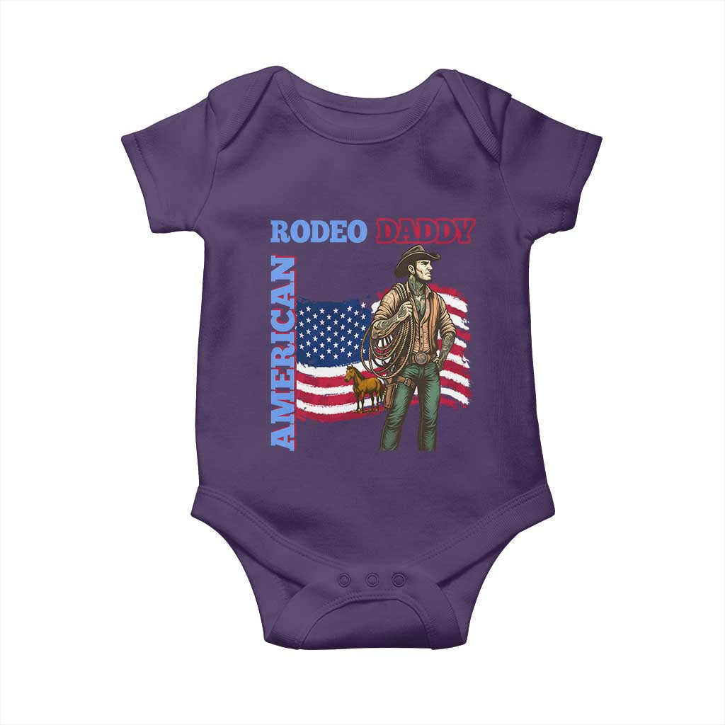Patriotic Cowboy Baby Onesie American Rodeo Daddy USA Rodeo Art TS12 Purple Print Your Wear