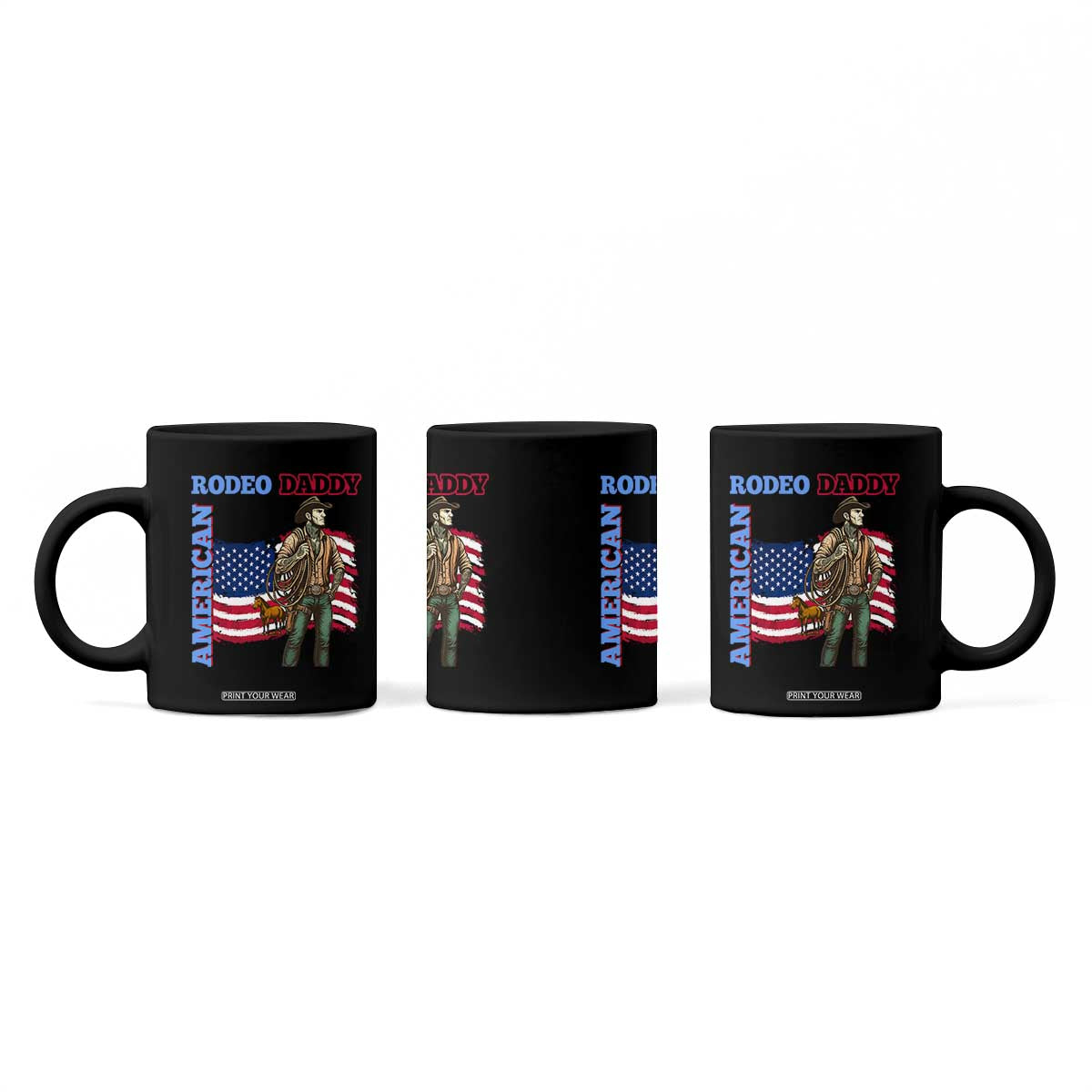 Patriotic Cowboy Coffee Mug American Rodeo Daddy USA Rodeo Art TS12 Print Your Wear