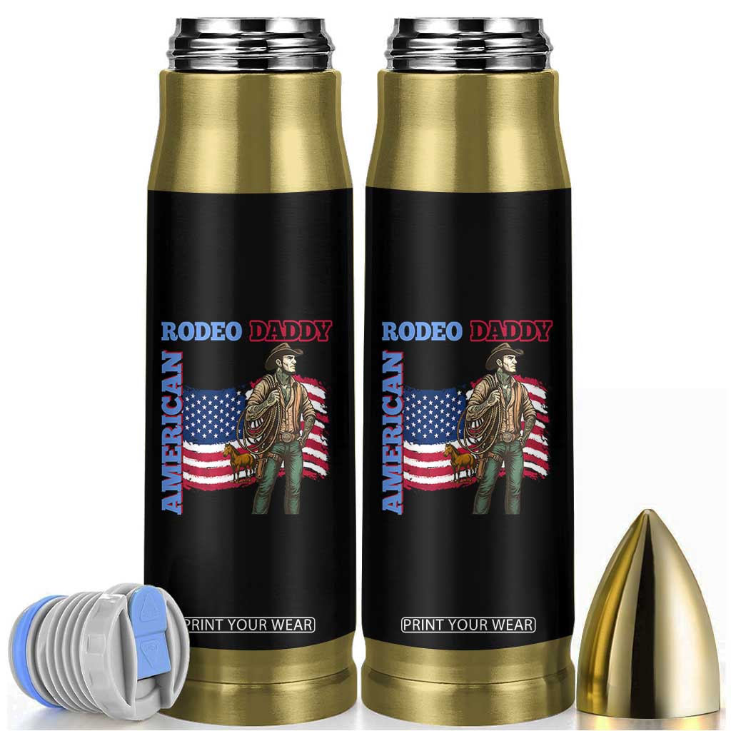 Patriotic Cowboy Bullet Tumbler American Rodeo Daddy USA Rodeo Art TS12 Black Print Your Wear