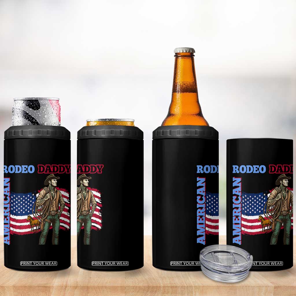 Patriotic Cowboy 4 in 1 Can Cooler Tumbler American Rodeo Daddy USA Rodeo Art TS12 Print Your Wear