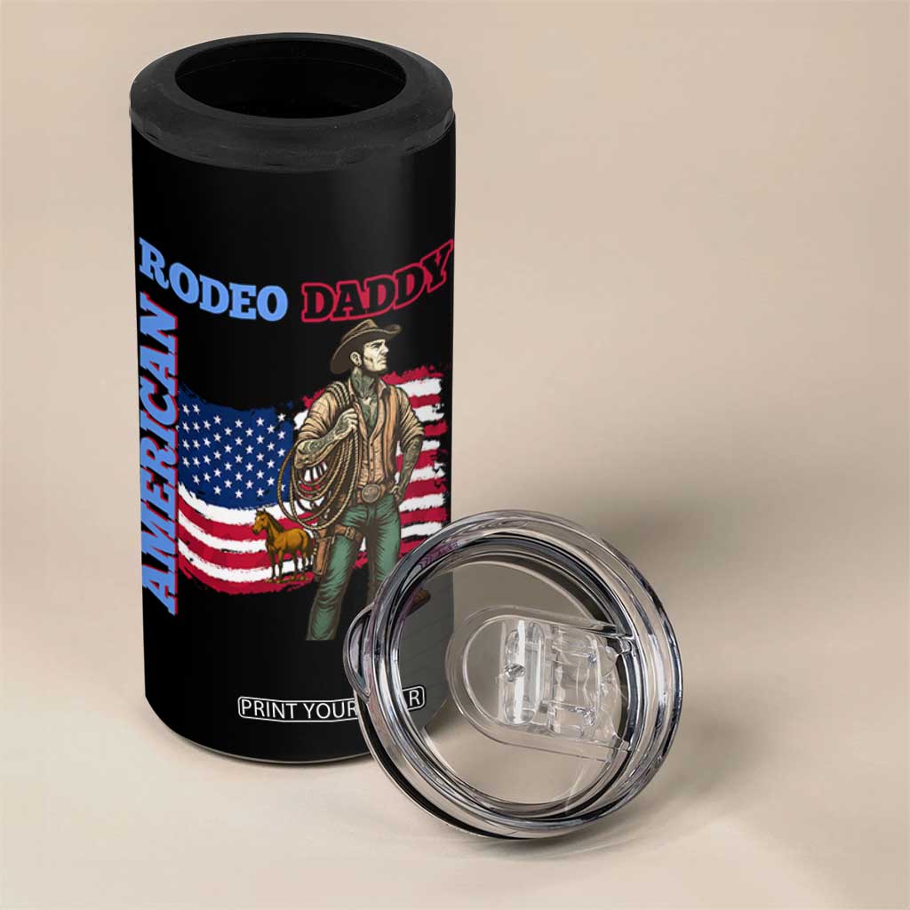 Patriotic Cowboy 4 in 1 Can Cooler Tumbler American Rodeo Daddy USA Rodeo Art TS12 Print Your Wear
