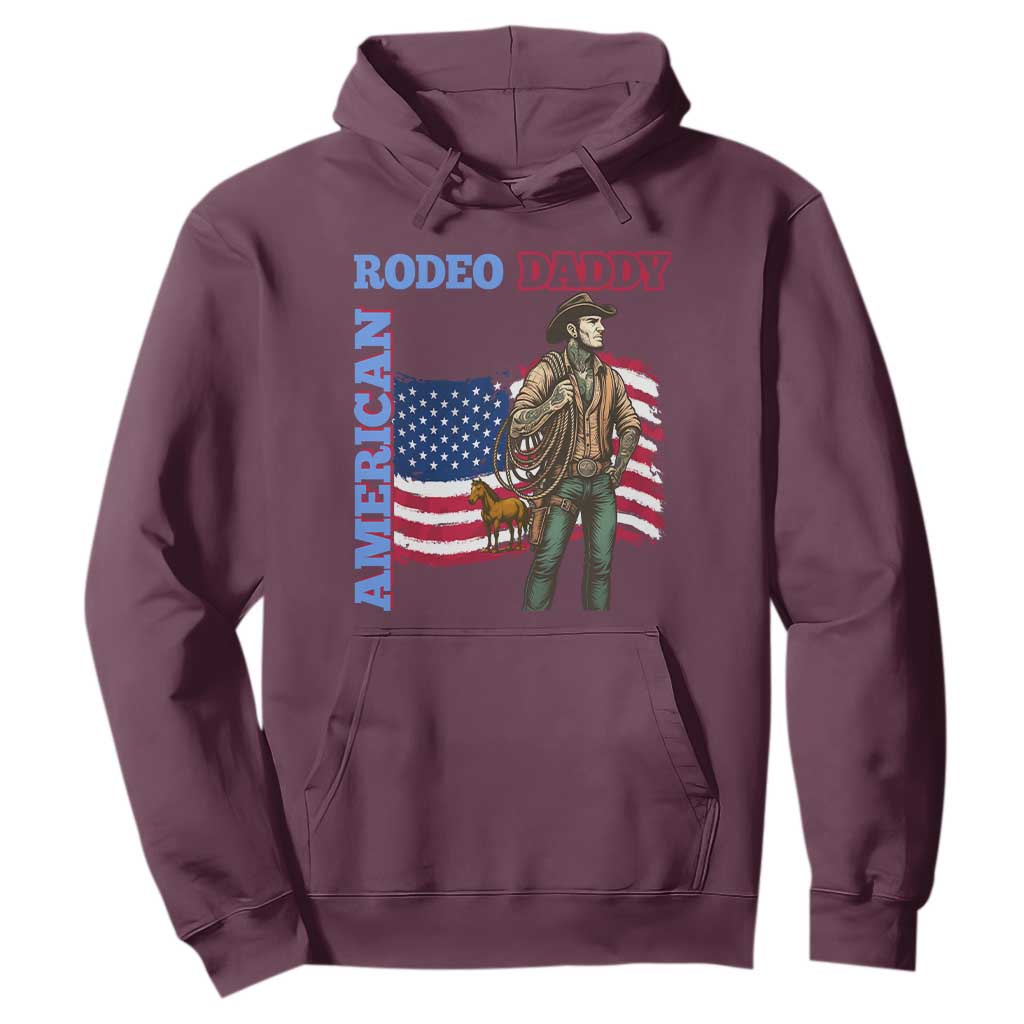 Patriotic Cowboy Hoodie American Rodeo Daddy USA Rodeo Art TS12 Maroon Print Your Wear