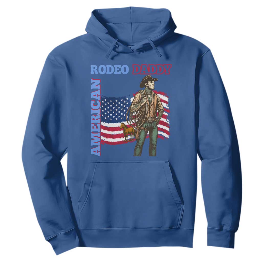 Patriotic Cowboy Hoodie American Rodeo Daddy USA Rodeo Art TS12 Royal Blue Print Your Wear