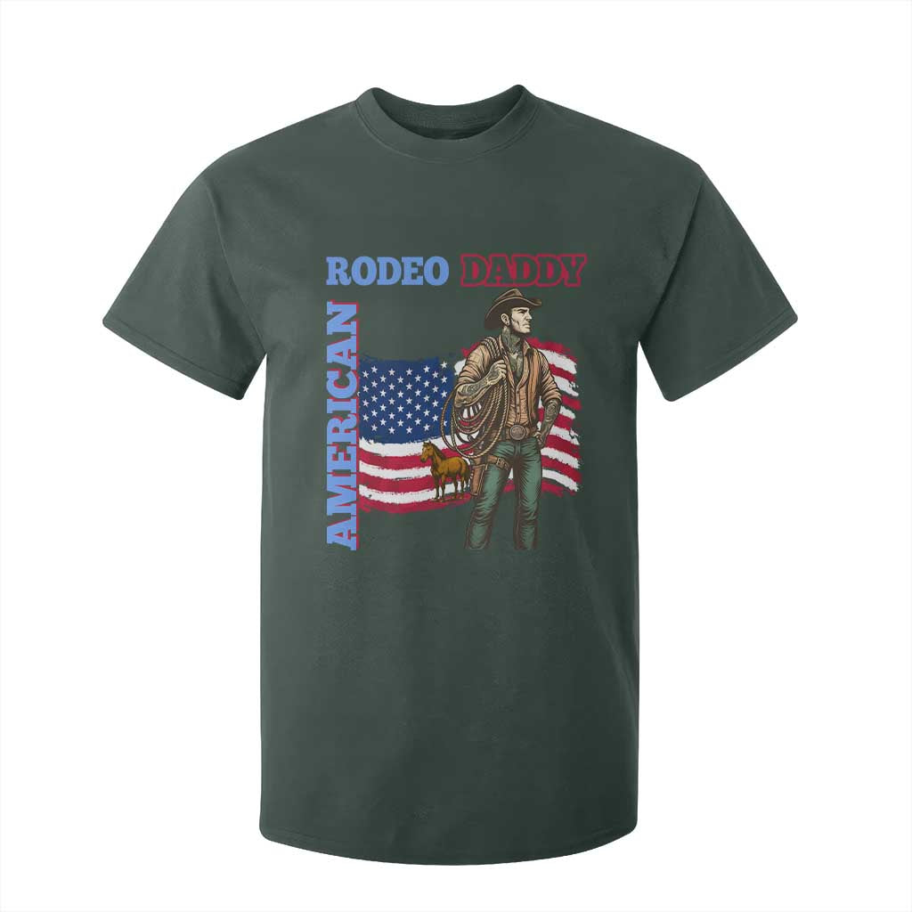 Patriotic Cowboy T Shirt For Kid American Rodeo Daddy USA Rodeo Art TS12 Dark Forest Green Print Your Wear