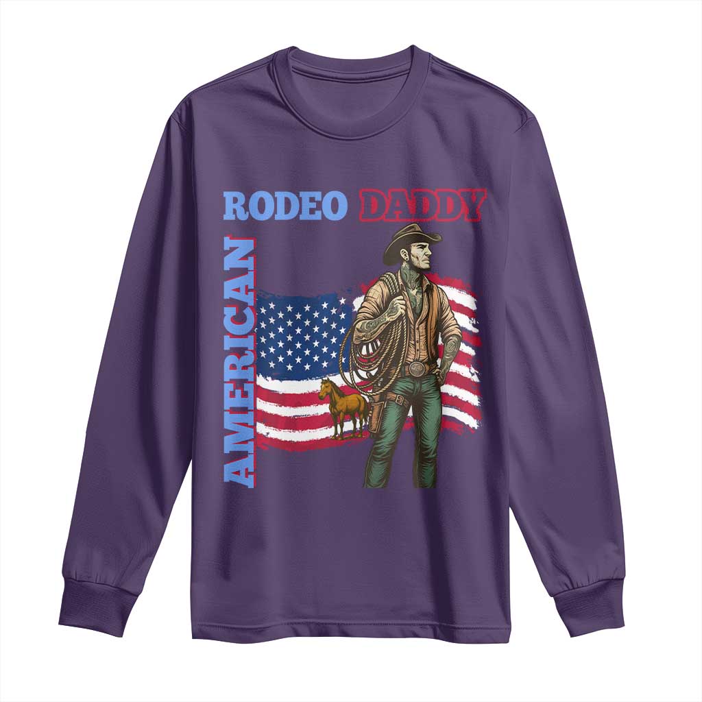 Patriotic Cowboy Long Sleeve Shirt American Rodeo Daddy USA Rodeo Art TS12 Purple Print Your Wear