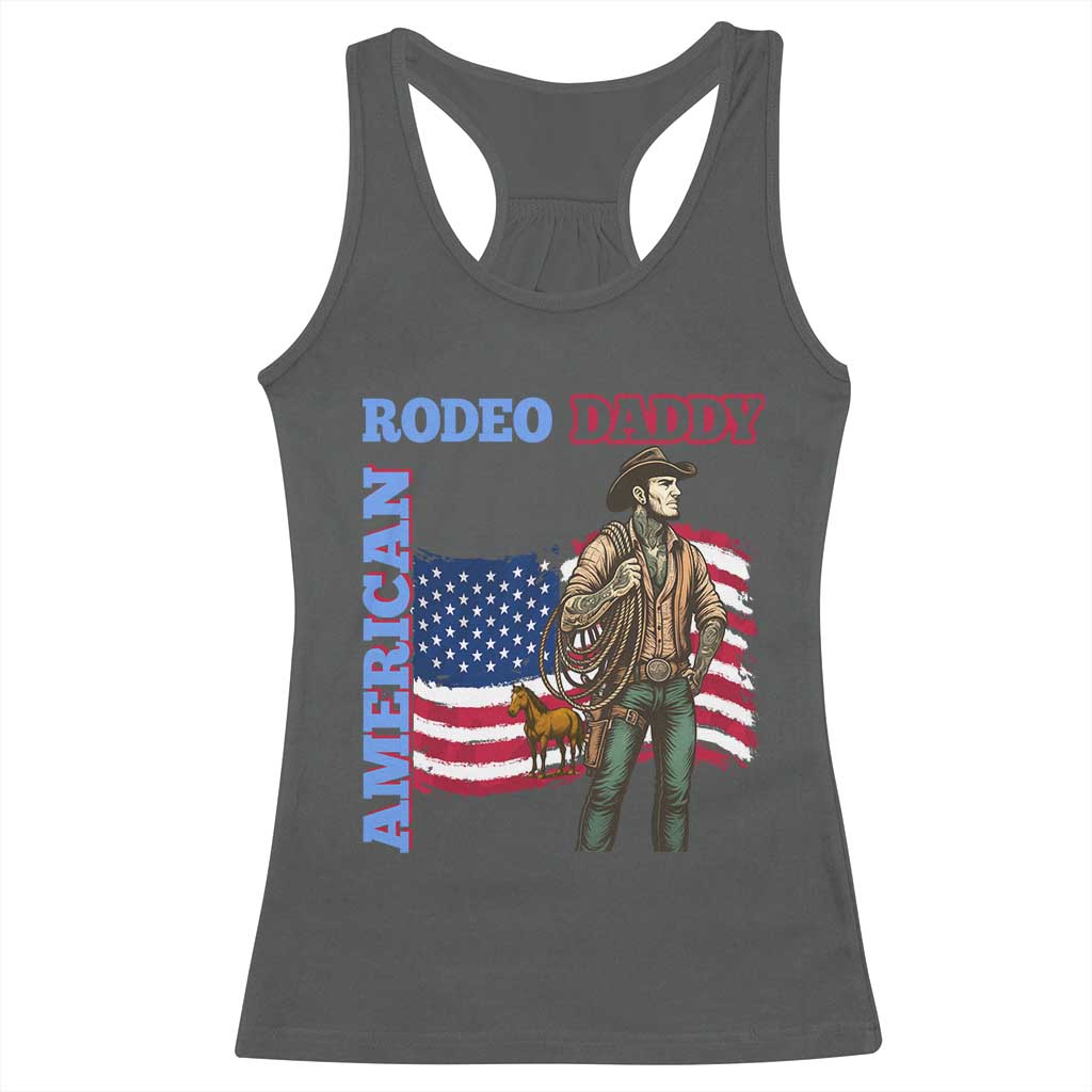 Patriotic Cowboy Racerback Tank Top American Rodeo Daddy USA Rodeo Art TS12 Dark Heather Print Your Wear
