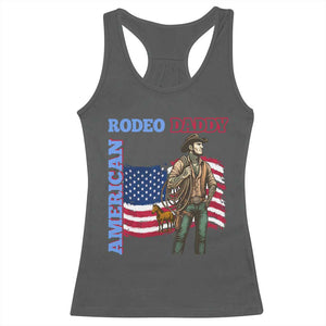 Patriotic Cowboy Racerback Tank Top American Rodeo Daddy USA Rodeo Art TS12 Dark Heather Print Your Wear