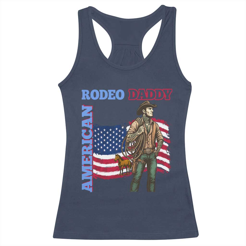 Patriotic Cowboy Racerback Tank Top American Rodeo Daddy USA Rodeo Art TS12 Navy Print Your Wear