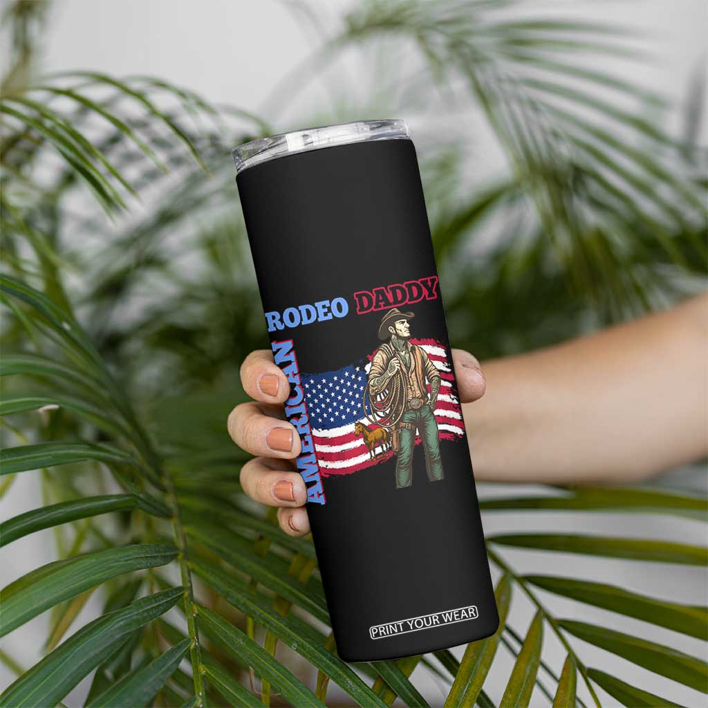 Patriotic Cowboy Skinny Tumbler American Rodeo Daddy USA Rodeo Art TS12 Print Your Wear