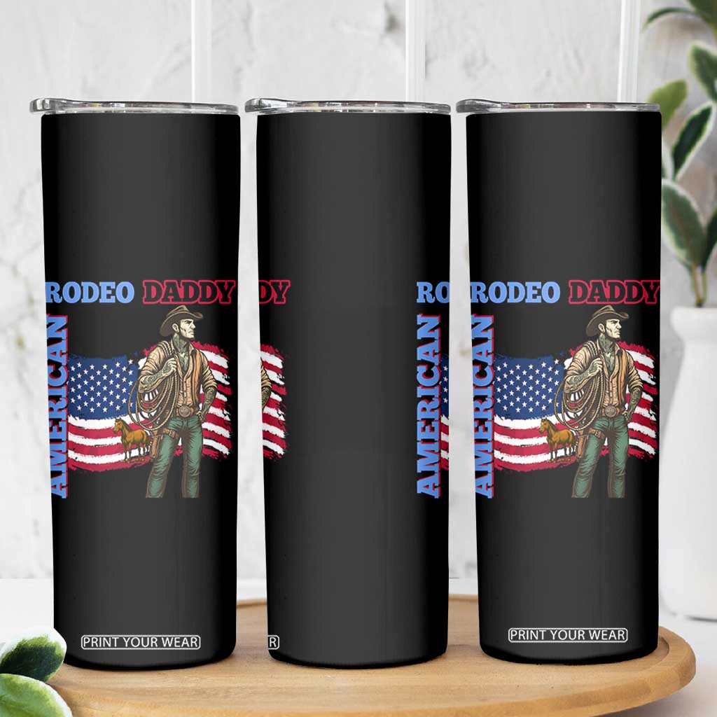 Patriotic Cowboy Skinny Tumbler American Rodeo Daddy USA Rodeo Art TS12 Print Your Wear