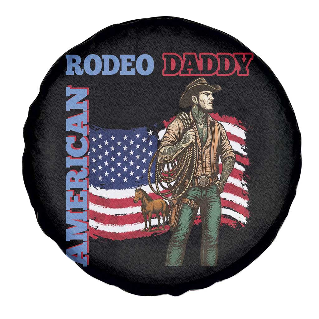Patriotic Cowboy Spare Tire Cover American Rodeo Daddy USA Rodeo Art TS12 Print Your Wear