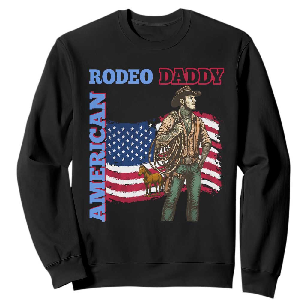 Patriotic Cowboy Sweatshirt American Rodeo Daddy USA Rodeo Art TS12 Black Print Your Wear