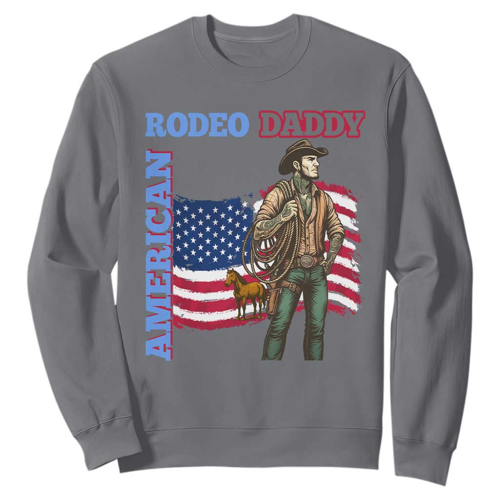 Patriotic Cowboy Sweatshirt American Rodeo Daddy USA Rodeo Art TS12 Charcoal Print Your Wear