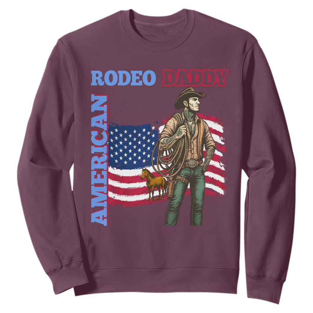 Patriotic Cowboy Sweatshirt American Rodeo Daddy USA Rodeo Art TS12 Maroon Print Your Wear