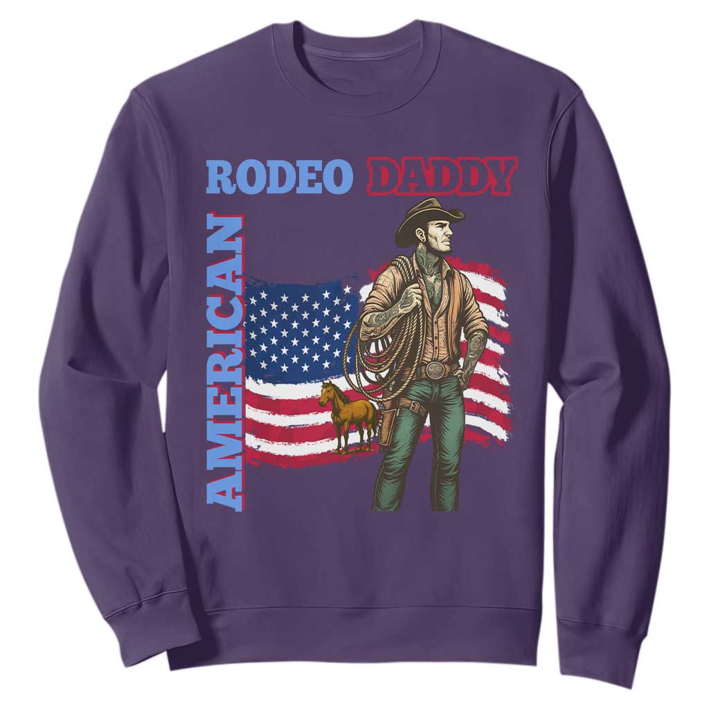 Patriotic Cowboy Sweatshirt American Rodeo Daddy USA Rodeo Art TS12 Purple Print Your Wear