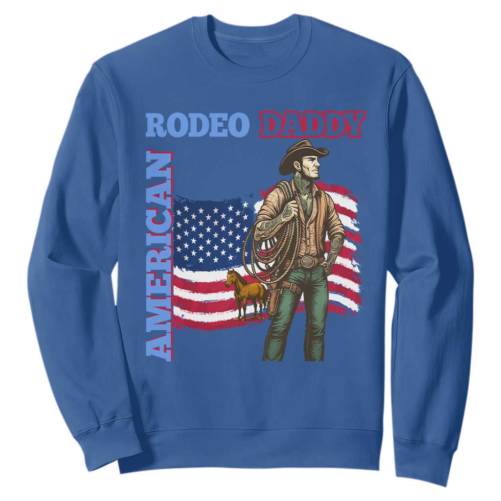 Patriotic Cowboy Sweatshirt American Rodeo Daddy USA Rodeo Art TS12 Royal Blue Print Your Wear