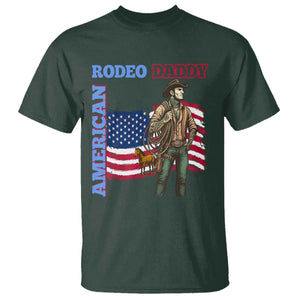 Patriotic Cowboy T Shirt American Rodeo Daddy USA Rodeo Art TS12 Dark Forest Green Print Your Wear