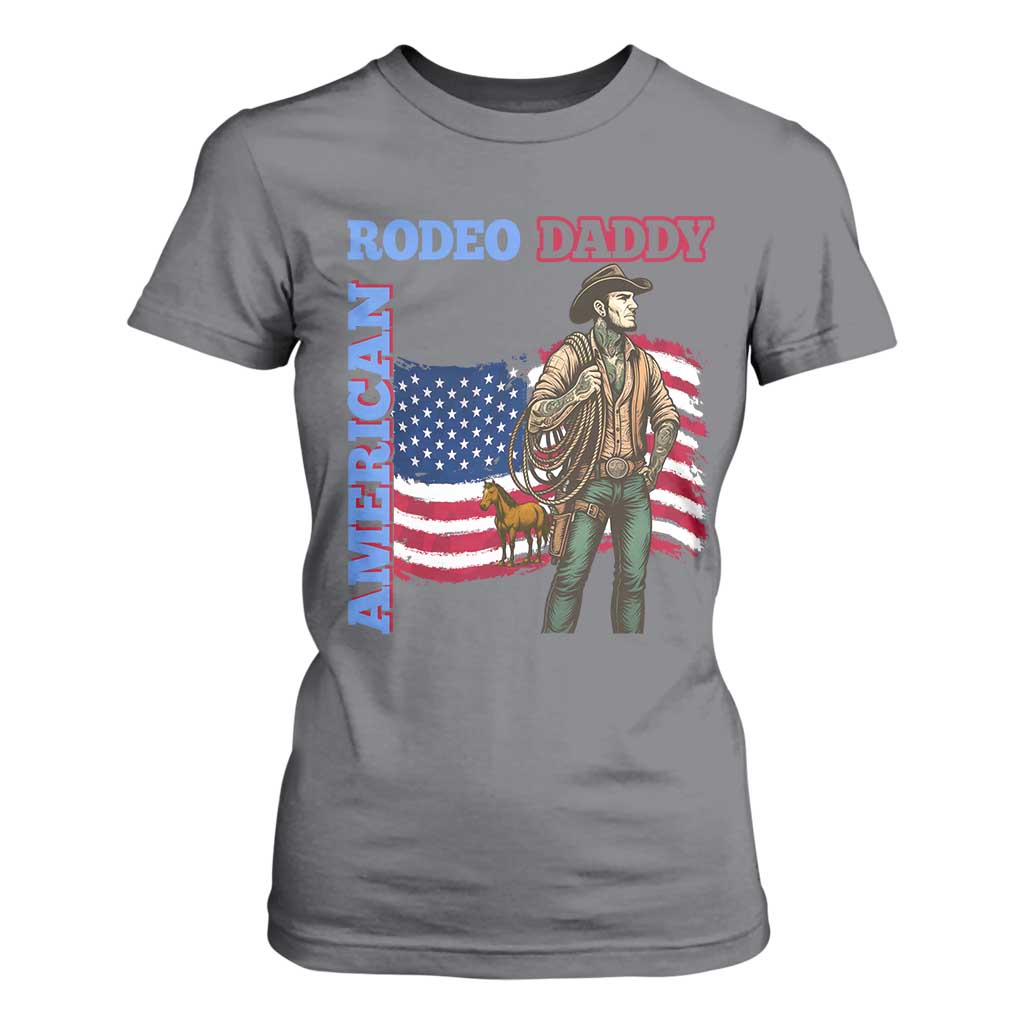 Patriotic Cowboy T Shirt For Women American Rodeo Daddy USA Rodeo Art TS12 Charcoal Print Your Wear