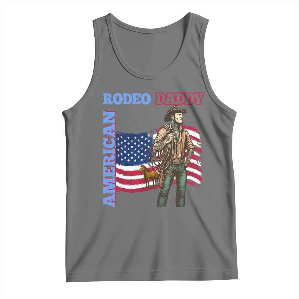 Patriotic Cowboy Tank Top American Rodeo Daddy USA Rodeo Art TS12 Black Heather Print Your Wear