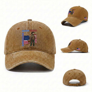 Patriotic Cowboy Washed Cotton Baseball Cap American Rodeo Daddy USA Rodeo Art TS12 Washed Cap Universal Fit Yellow Ochre Print Your Wear