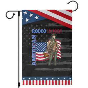 Patriotic Cowboy Garden Flag American Rodeo Daddy USA Rodeo Art TS12 Distressed Black Blue Print Your Wear