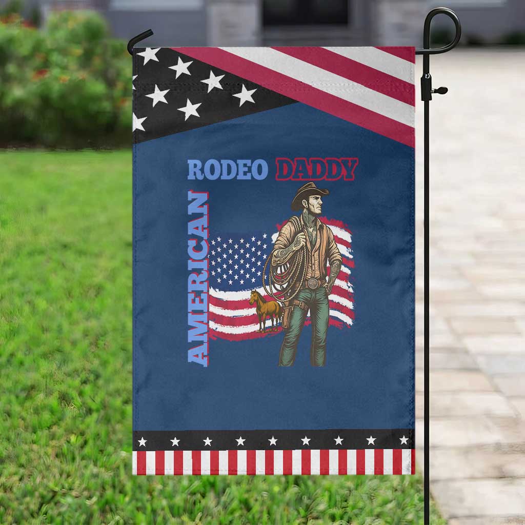 Patriotic Cowboy Garden Flag American Rodeo Daddy USA Rodeo Art TS12 Classic Blue Black Print Your Wear