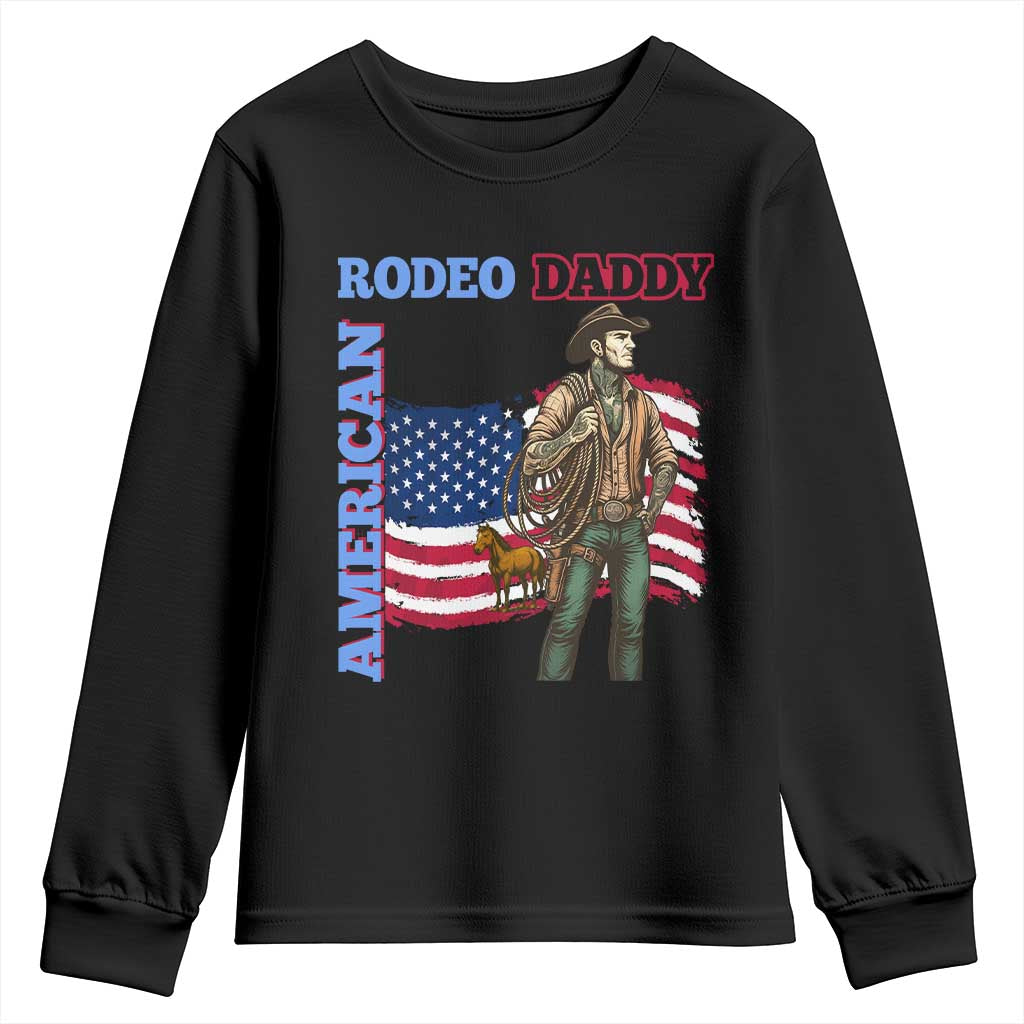 Patriotic Cowboy Youth Sweatshirt American Rodeo Daddy USA Rodeo Art TS12 Black Print Your Wear