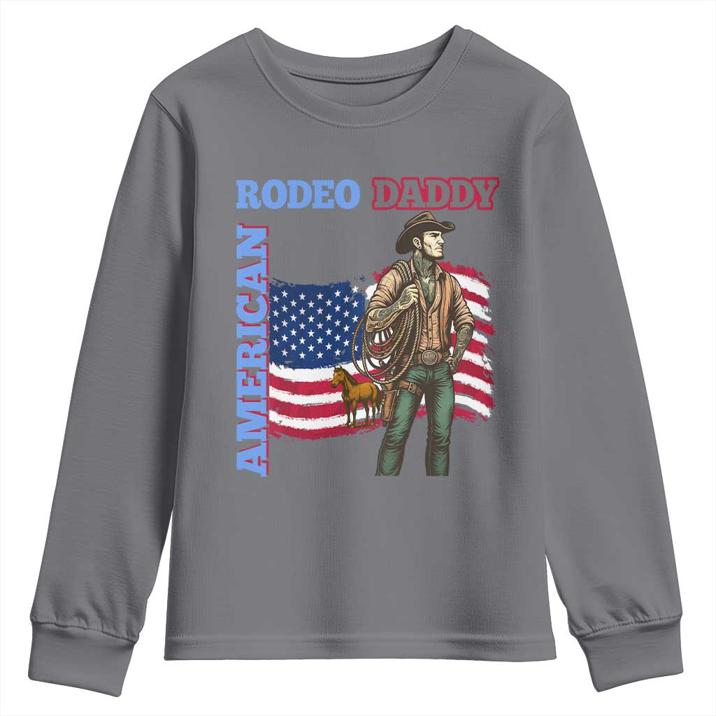 Patriotic Cowboy Youth Sweatshirt American Rodeo Daddy USA Rodeo Art TS12 Charcoal Print Your Wear