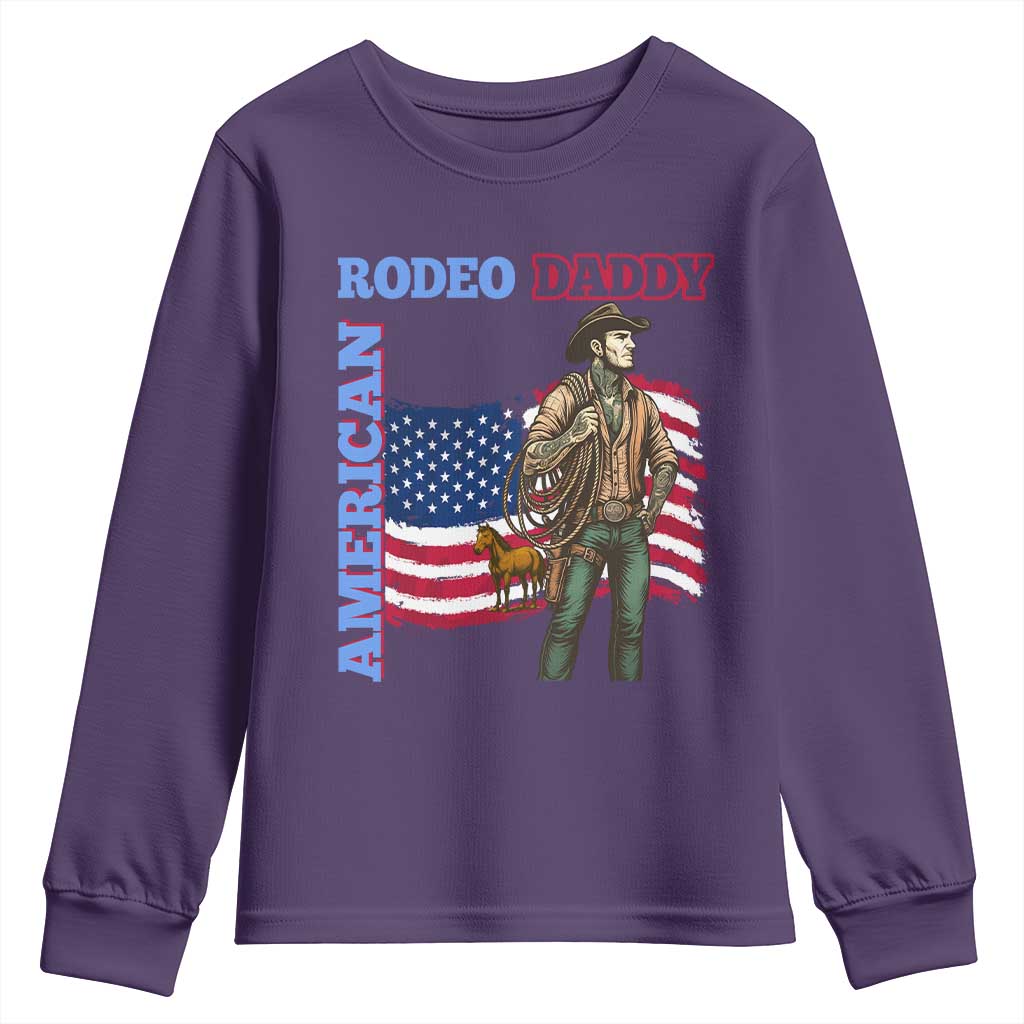 Patriotic Cowboy Youth Sweatshirt American Rodeo Daddy USA Rodeo Art TS12 Purple Print Your Wear
