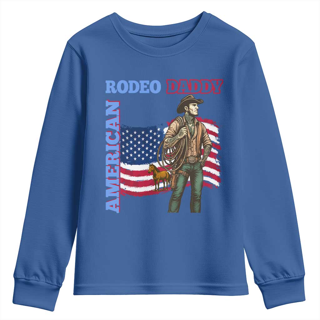 Patriotic Cowboy Youth Sweatshirt American Rodeo Daddy USA Rodeo Art TS12 Royal Blue Print Your Wear