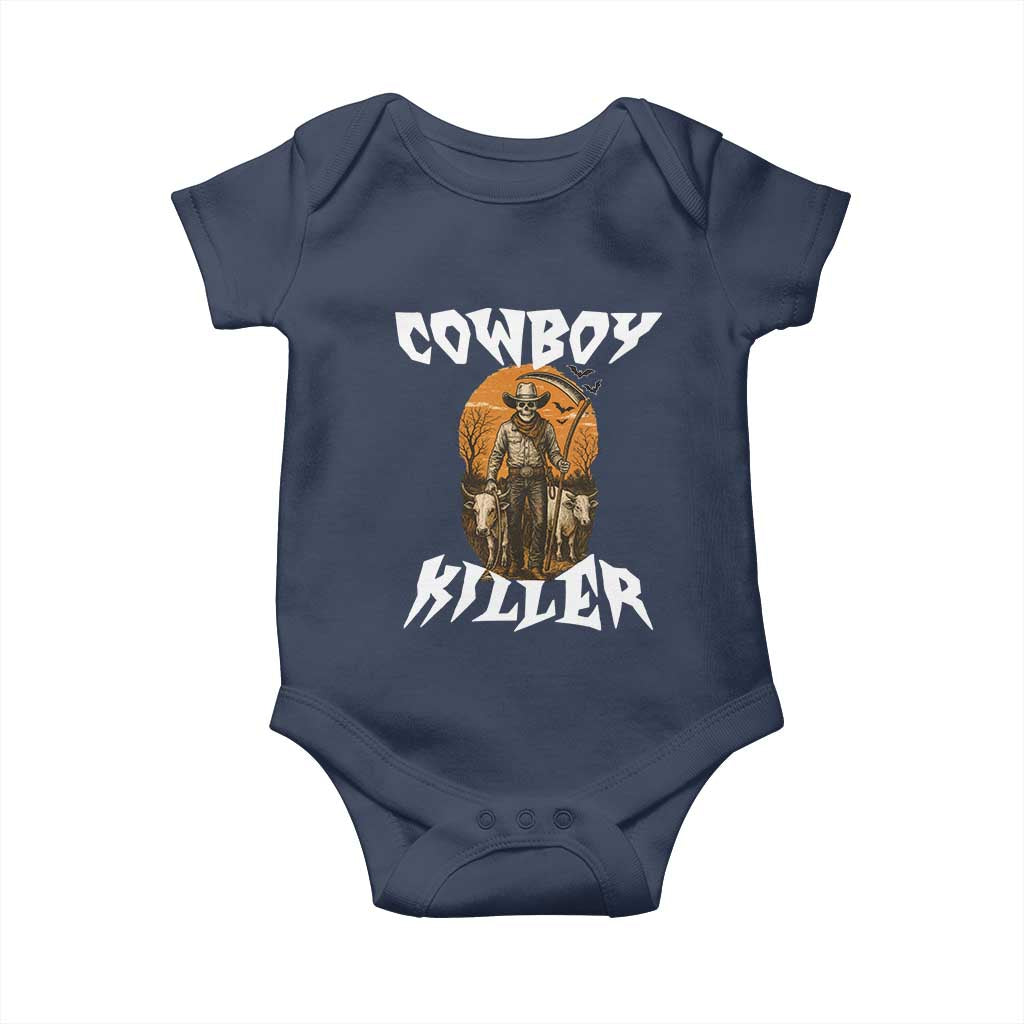 Cowboy Killer Halloween Skeleton Baby Onesie Gothic Western Art TS12 Navy Print Your Wear